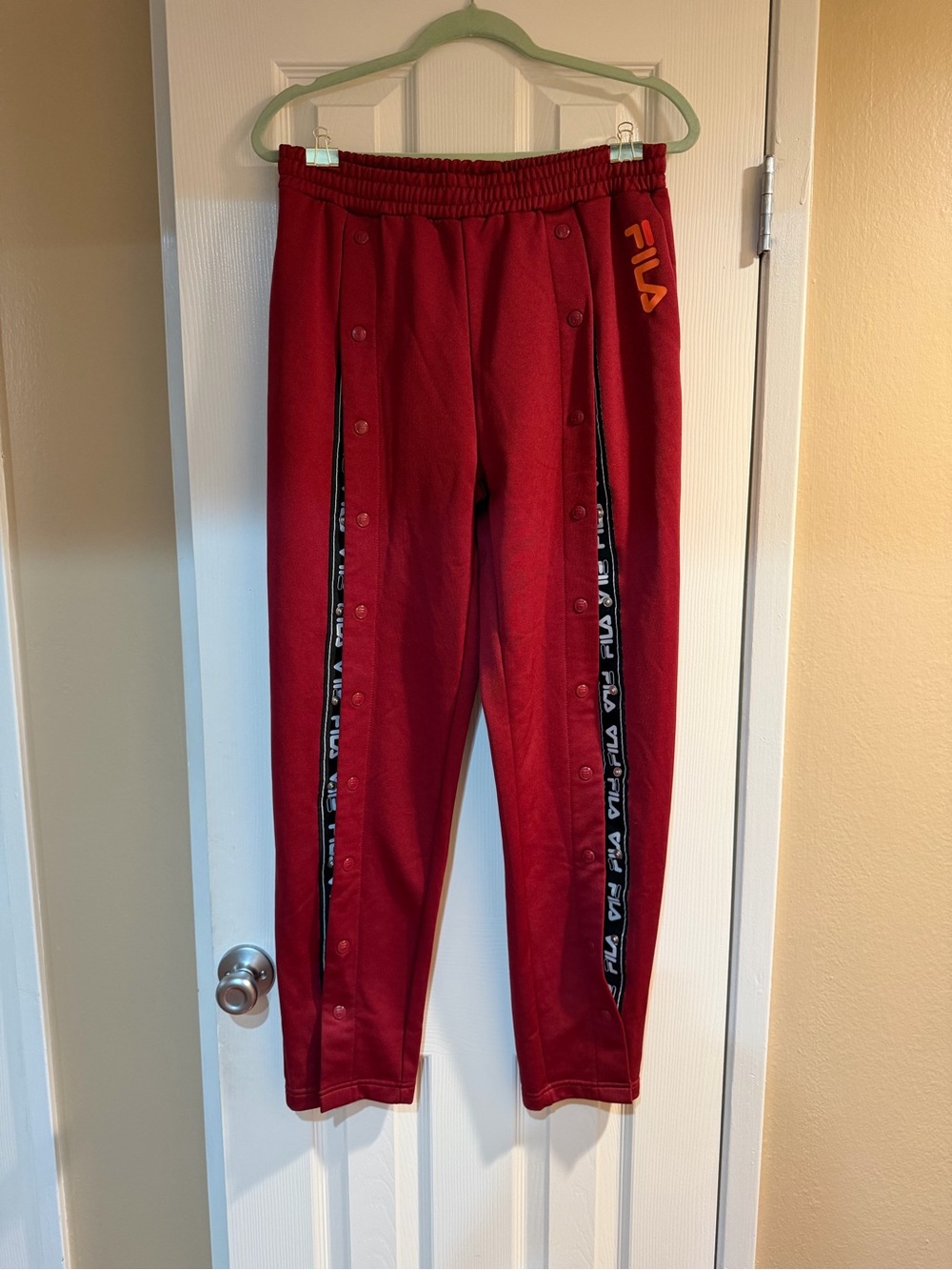 FILA Women’s Red Snap-Button Track Pants